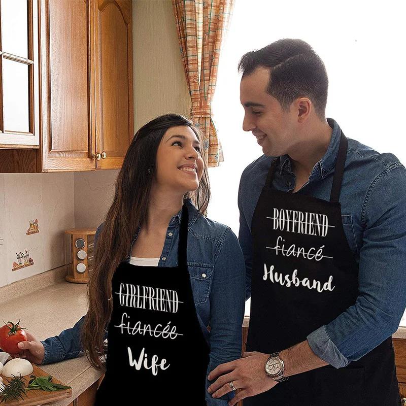 Husband Wife Couple Apron Wedding Engagement Anniversary Bridal Shower Bride groom Mr Mrs Newlyweds just Married Gift Present