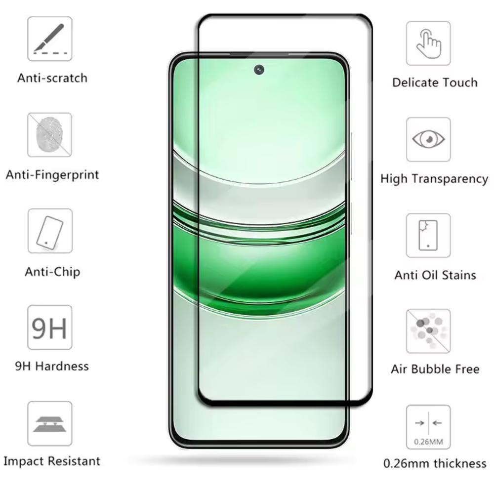 3pcs Full Cover Screen Protectors For Realme C71 C75 C73 C63 C61 C51 C53 C65 C55 C67 C21Y C11 6 Pro Realme 14T 14 Note 50 60 10 11 12 Protective Glass
