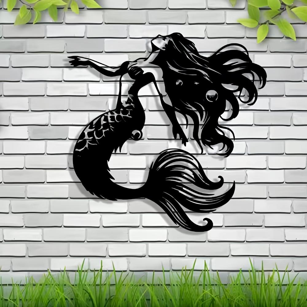 Elegant Mermaid Metal Wall Art Abstract Iron Sign for Halloween Christmas Home Office Cafe Bar Farmhouse Room Decor Housewarming Gift