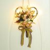 Heart-Shaped Ribbon Wreath with Artificial Carnations for Mother's Day Wall Decor