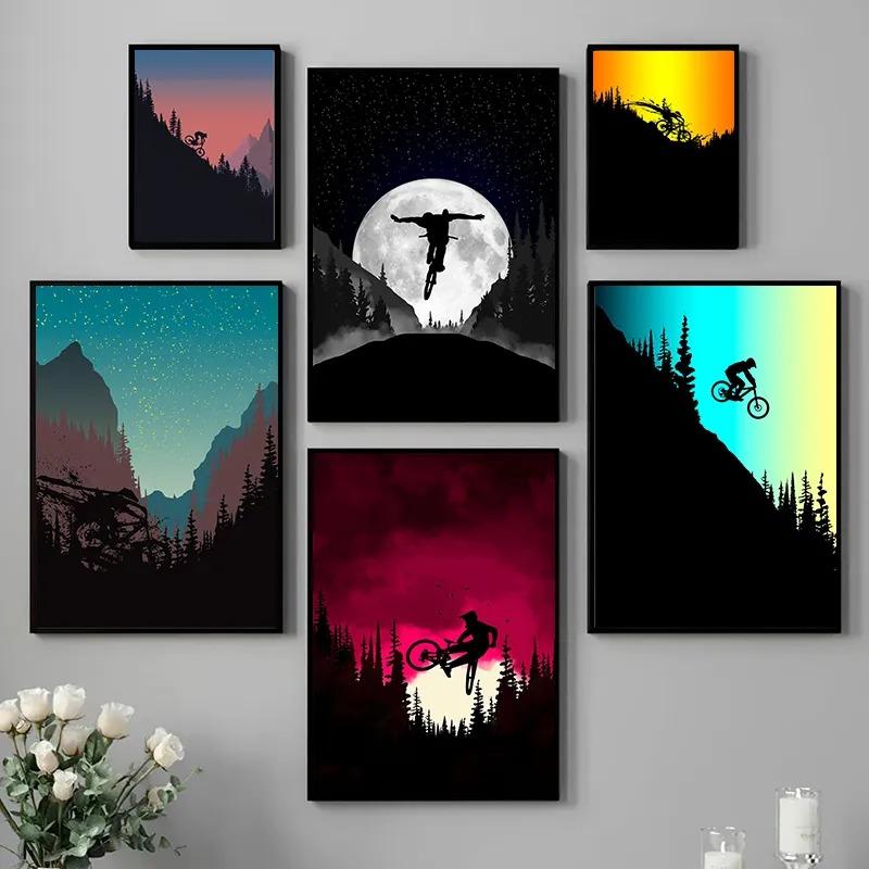 Vintage Mountain Bike Posters Print Canvas Painting Sport Fans Wall Art Picture For Living Room Home Decoration