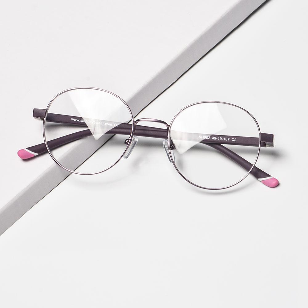 

SHINU Petite Metal Round Eyeglass Frames 130MM Small Face Metal Glasses, Spring Hinge Round Metal Frames Women Glasses Y2k Sh002