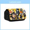 Naruto Cartoon Pattern Double Layer Flip Cover Stationery Storage Bag For Students And Collectors