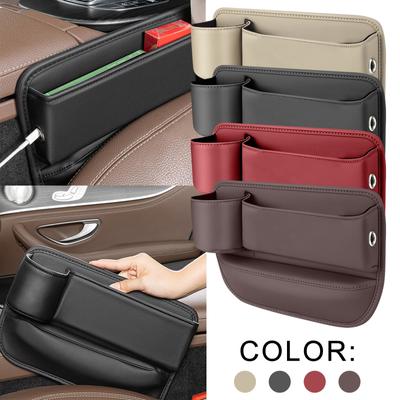 Car Leather Cup Holder Bag Seat Storage Box Adjustable Car Seat Storage Box Leather Cup Holder Bag With Cup Holder For Phones Glasses Keys Cards