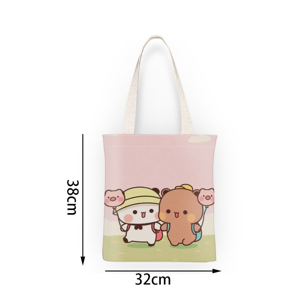 Cute Tote Bag Bubu Dudu Panda Bear Canvas Bag Couple Tote Niche Cartoon Japanese Style One-shoulder Handbag Gifts