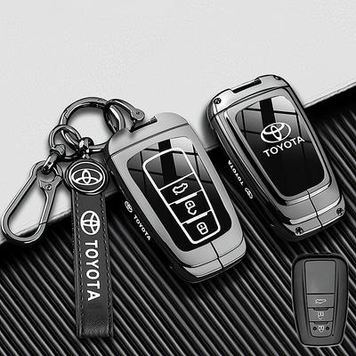 Car Key Case Cover Shell Fob For CHR Hilux Fortuner Land Cruiser 200 Camry Corolla Crown RAV4 Highland Key Chain
