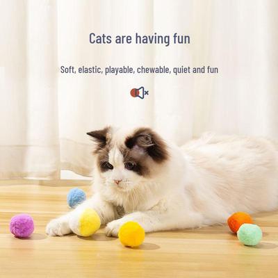Bite-Resistant Silent Plush Ball & Kitten Teaser Wand for Self-Play and Boredom Relief