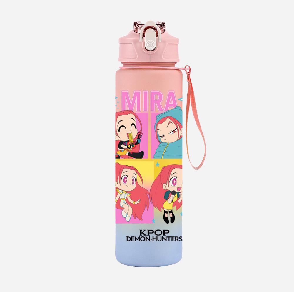 750Ml Water Bottler Cartoon K-Pop Demon Hunters Printed Character Water Cup Large Capacity Outdoor Portable Rope Drinking Bottle for Boy Girl Gift