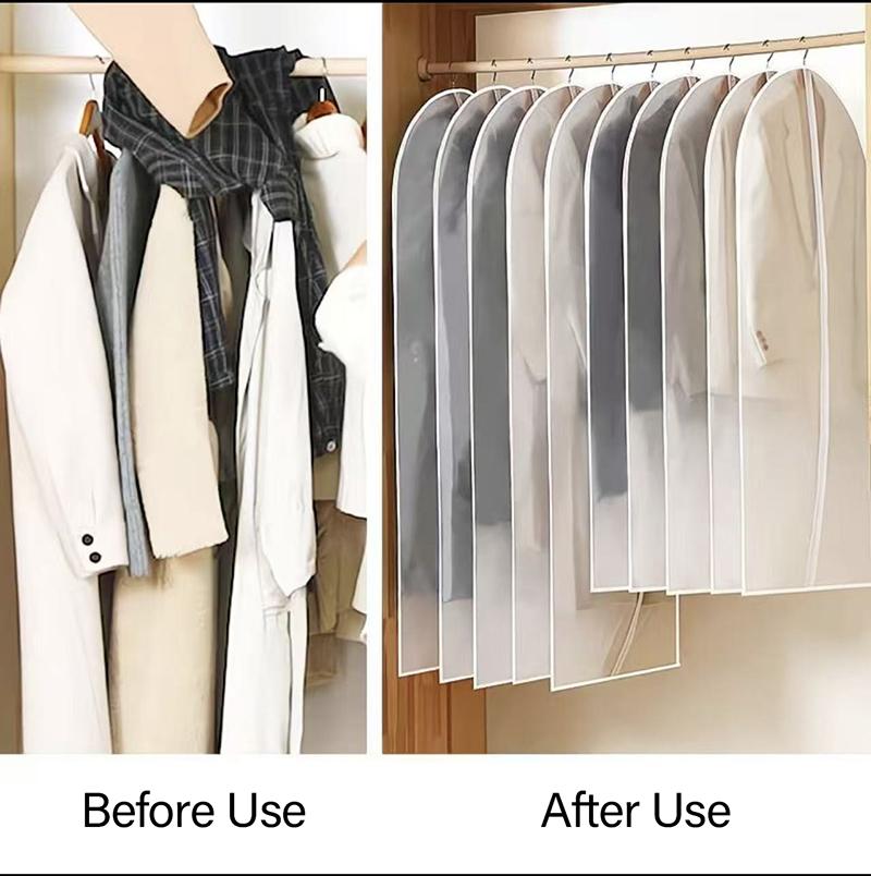All Purpose Clothes Dust Cover,Reusable Hanging Garment Bag,Transparent Suit Protector for Wardrobe,Travel,Breathable,for Suits,Coats,Dresses