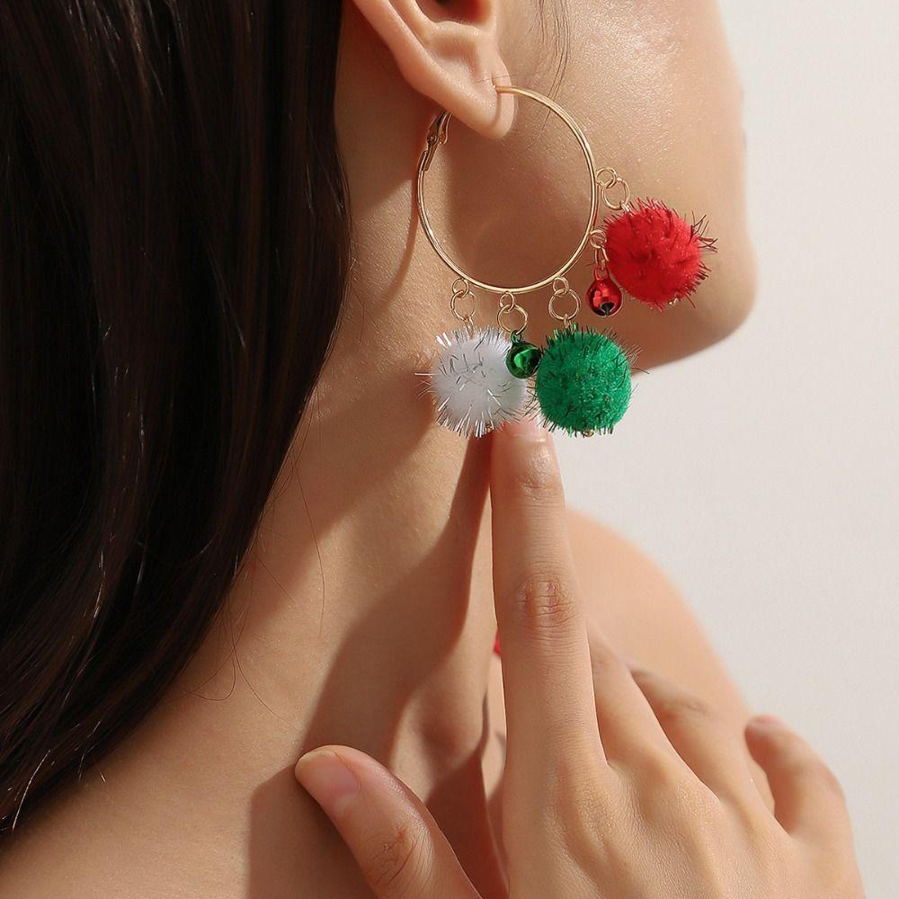 Decorated Christmas Elf Pendant Christmas Balls Santa Hat Dangle Earrings  Accessories
