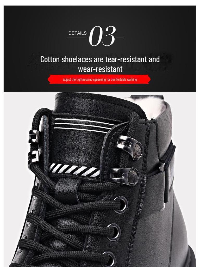 Cizme de iarnă pentru bărbați, stil britanic, cu toc înalt, din piele de vacă, la modă: Lână Casual, Muncă și Design cu Talpă Groasă