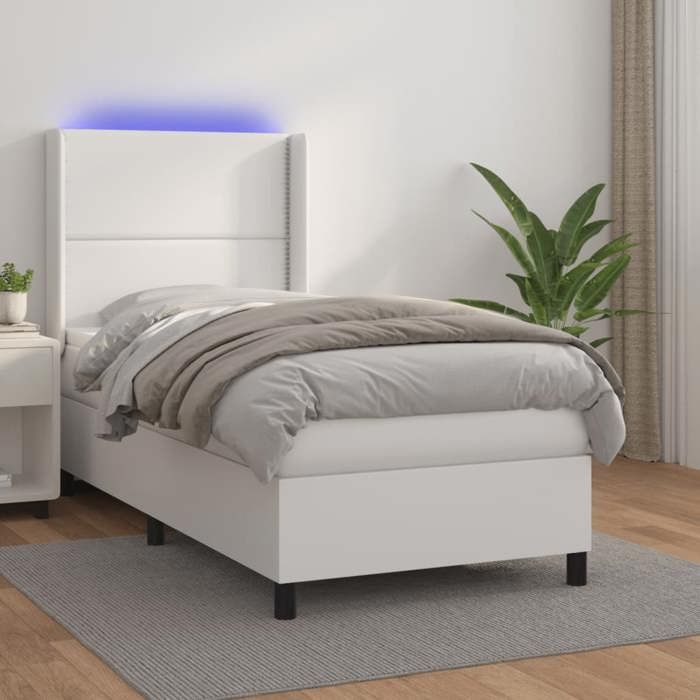 VidaXL Bed Slat Base with Mattress and LED, Upholstered Bed, Single Bed, Adult Bed for Interior Bedroom, 3139296