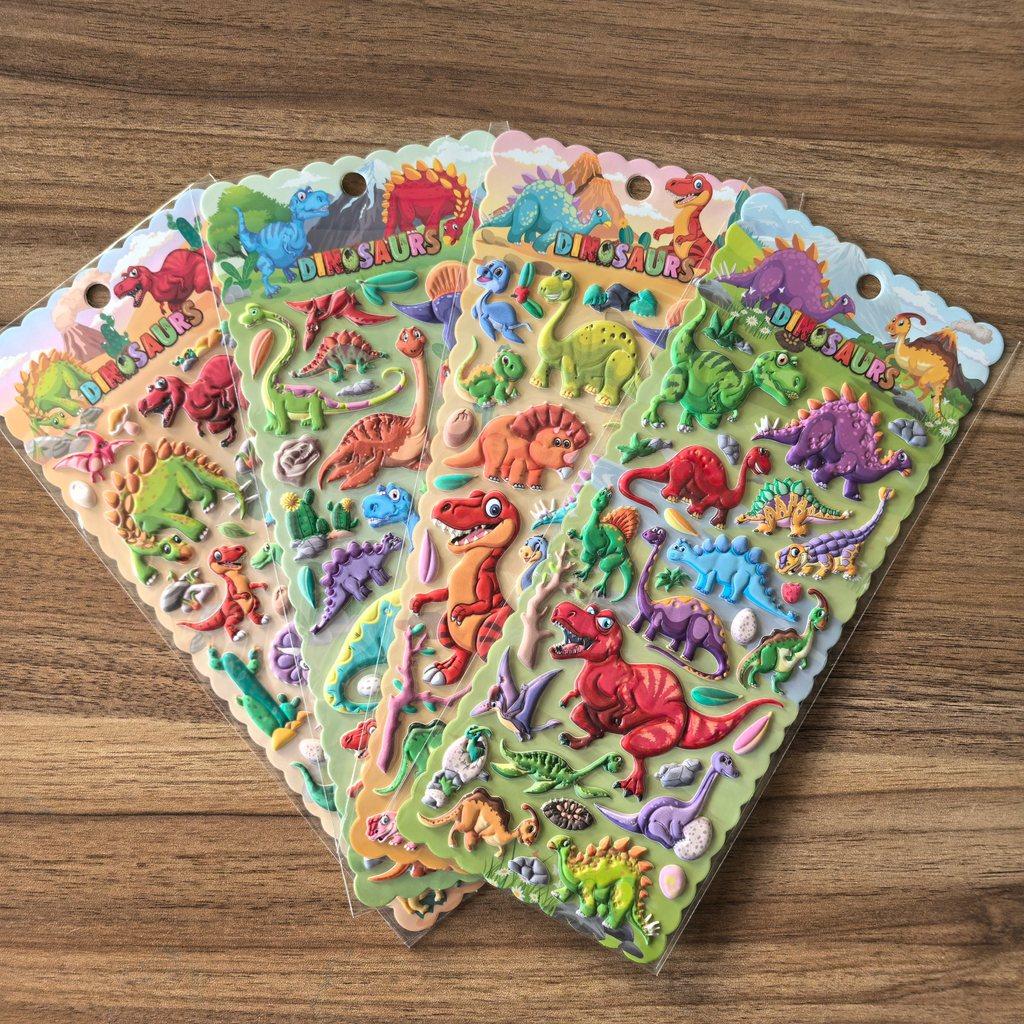

4 листа 3D наклеек с динозаврами - Красочные наклейки с динозаврами для детских поделок, блокнотов и декора комнаты Магазин BulingBulingStickers