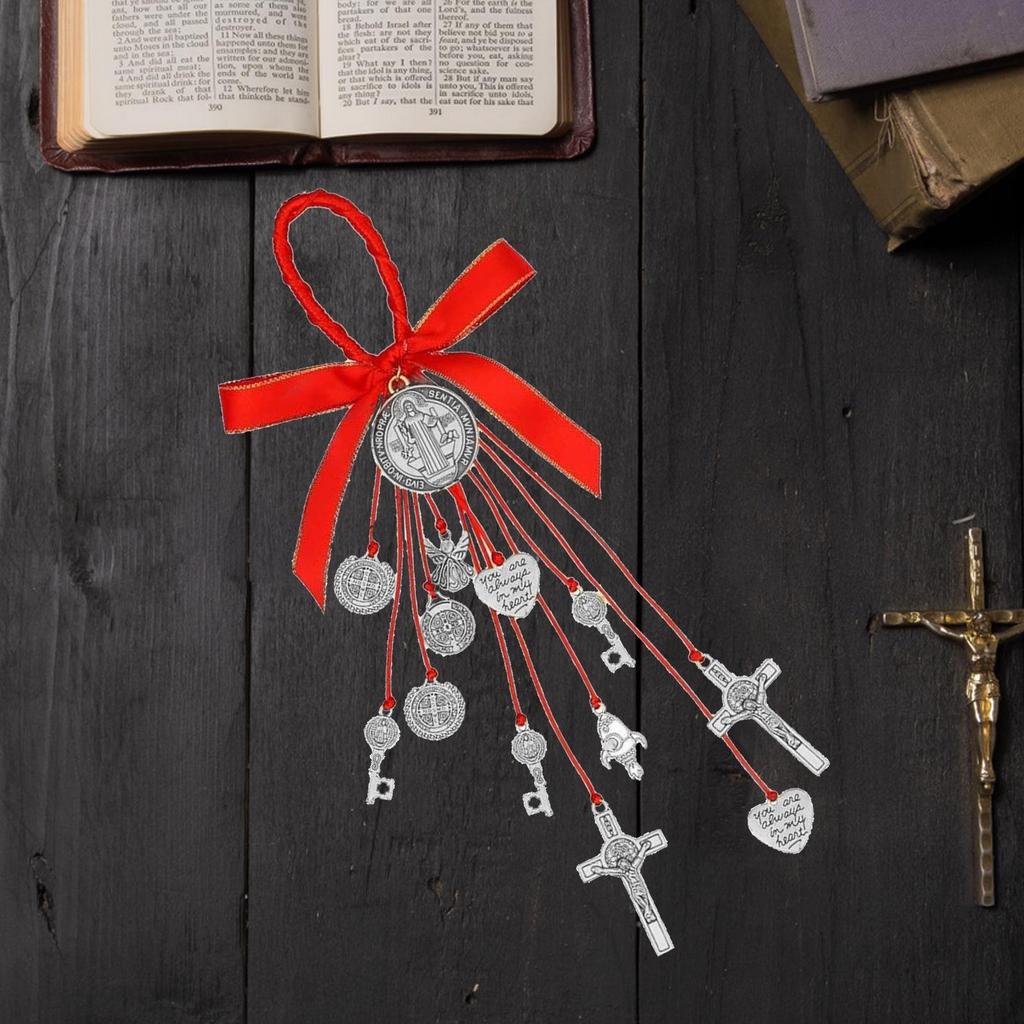 Order of Saint Benedict Protection Blessing Catholic Crucifix Home Door Metal Car Blessing Protection Charm for Window Door