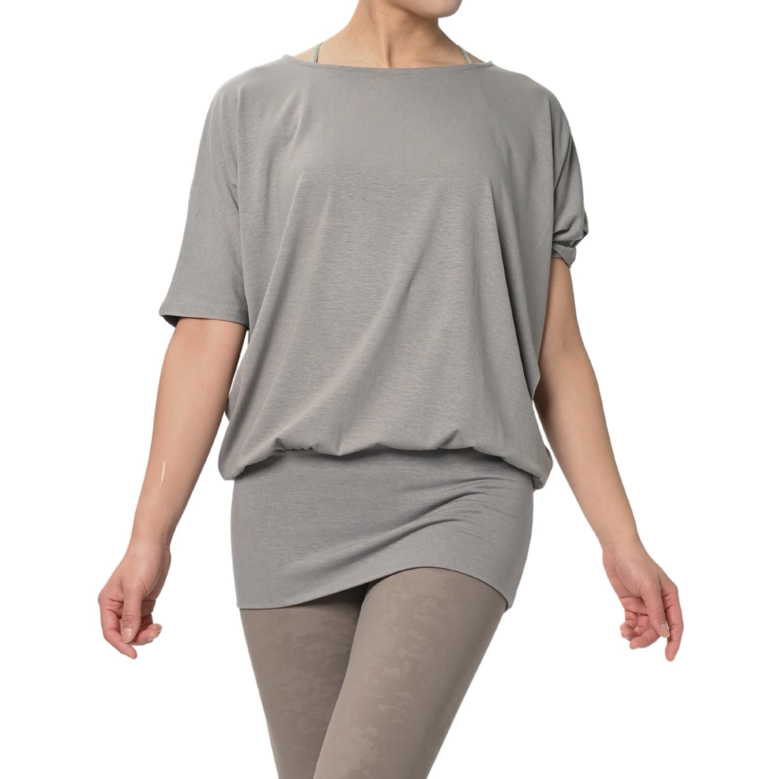 

Machikaada Yoga Long Stylish and Cute for Yoga and Fitness Stone Women s Top, Flattering, Length, (Size M, Gray)