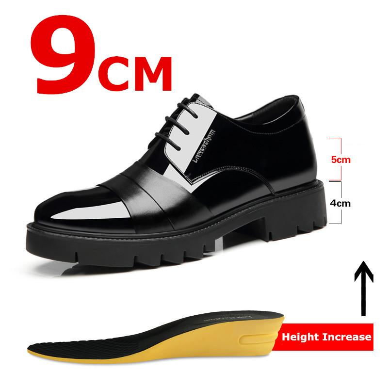 Man Patent PU Leather Splicing Men Elevator Shoes 4/7/9 CM Height Increase Lift Men Formal Oxford Shoes for Business Wedding