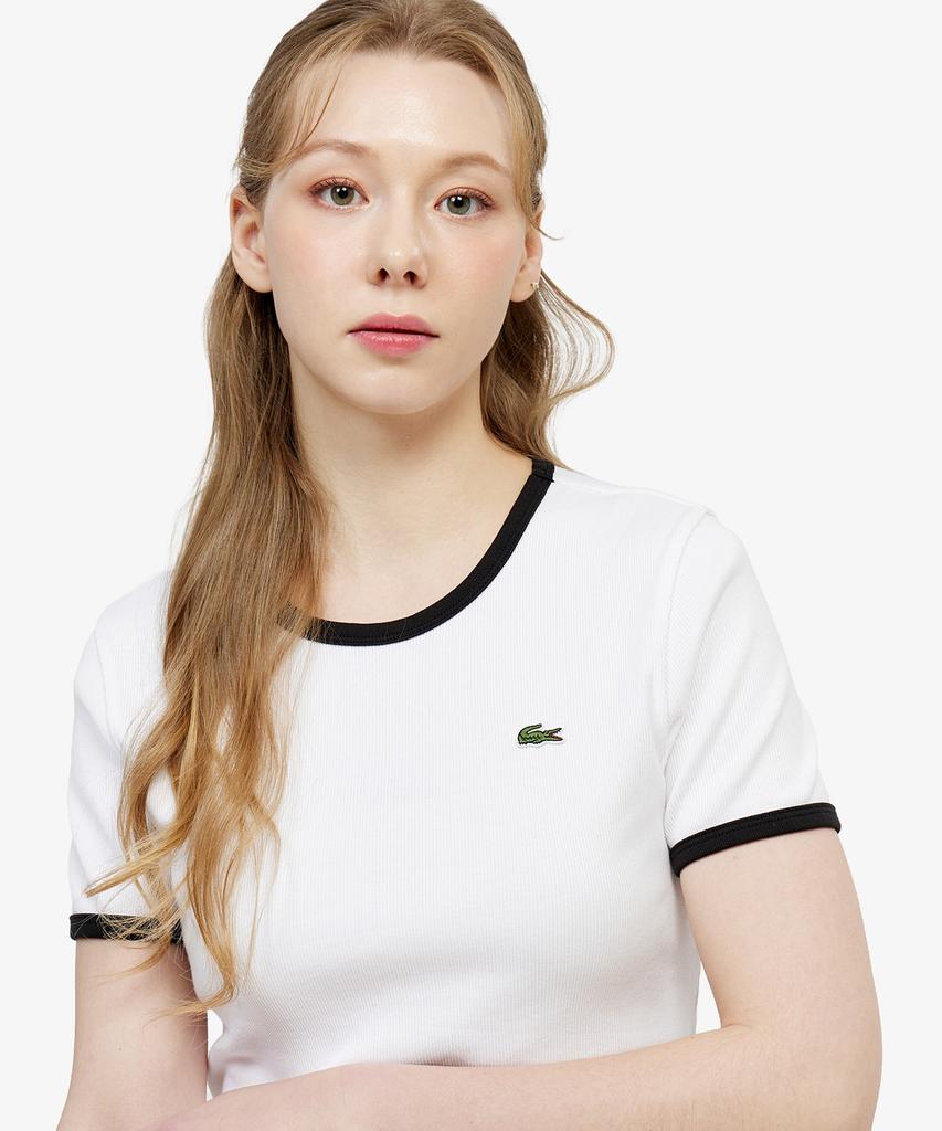 LACOSTE Women'S Ringer Short Sleeve T-Shirt Tf902E-56G 001