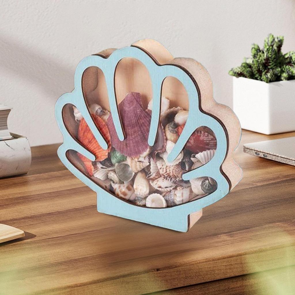 Seashell Display Box Wooden Seashell Organizer Elegant Jewelry Organizer Trinket Storage Shelf Decor For Small Starfish Rings