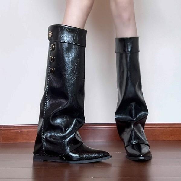 Xiaoxiangfeng pointed toe heel boots knight boots women's knee high trouser boots