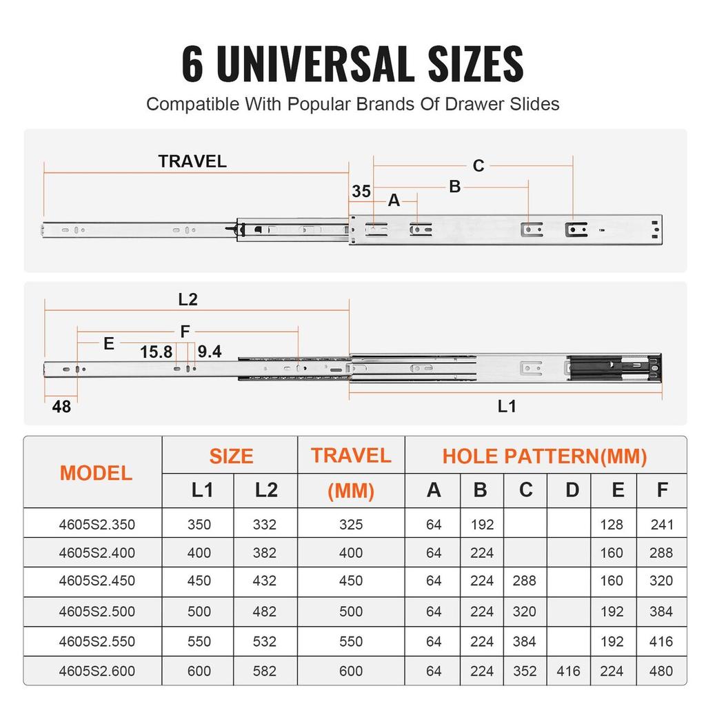 10 Pairs of 457.2mm Drawer Slides Side Mount Rails, Heavy Duty Full Extension Steel Track, Soft-Close Noiseless Guide Glides Cabinet Kitchen Runners
