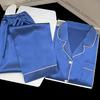 Diamond Blue Gift-Giving High-End Loungewear Can Be Worn Outside In Spring And Summer, Long-Sleeved Lapel Two-Piece Set