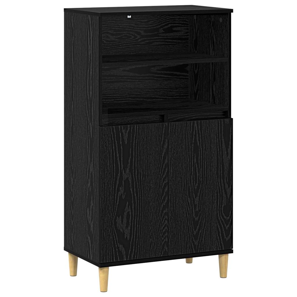 Highboard Black Oak Effect 60 X 36 X 110 Cm Engineered Wood