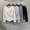 C S In The Room biCha Wool Rib Wrap Button Long Sleeve Knit 4 ColorS