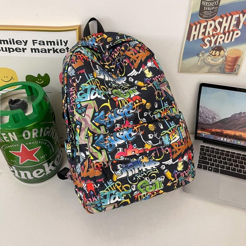 Schulrucksack Graffiti männlicher College-Student hohe Kapazität High School Mittelstufe Schüler Trendmarke Harajuku Trend Rucksack weiblich Ins Cool