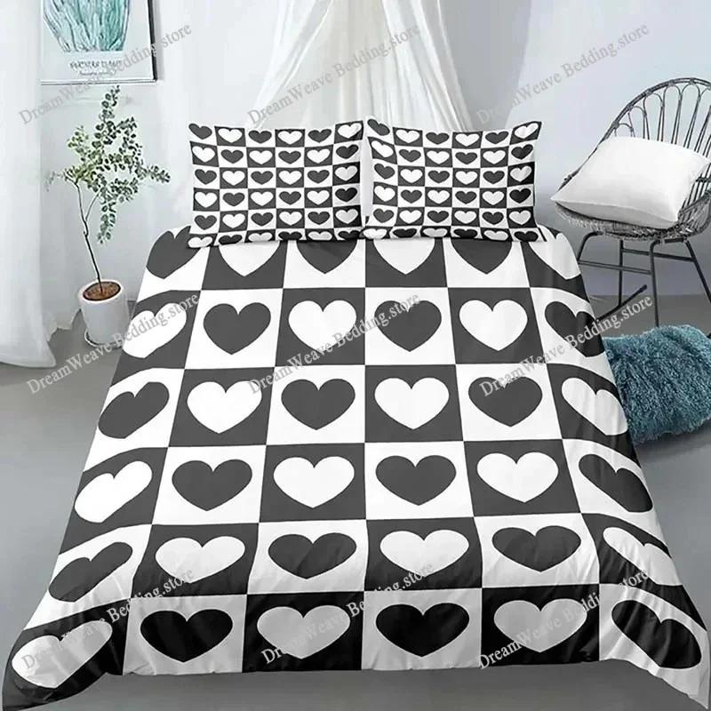 Chess Board Duvet Cover Set 3D Print International Chess Black White Comforter Cover for Boys Girls Polyester Bedding Set
