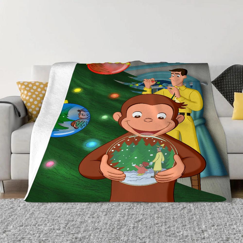 Curious George Blanket Bed Blankets & Throws Luxury Bedding Beach Towel Interior for Home Knitted Plaid Throw Knee Fluffy Soft &