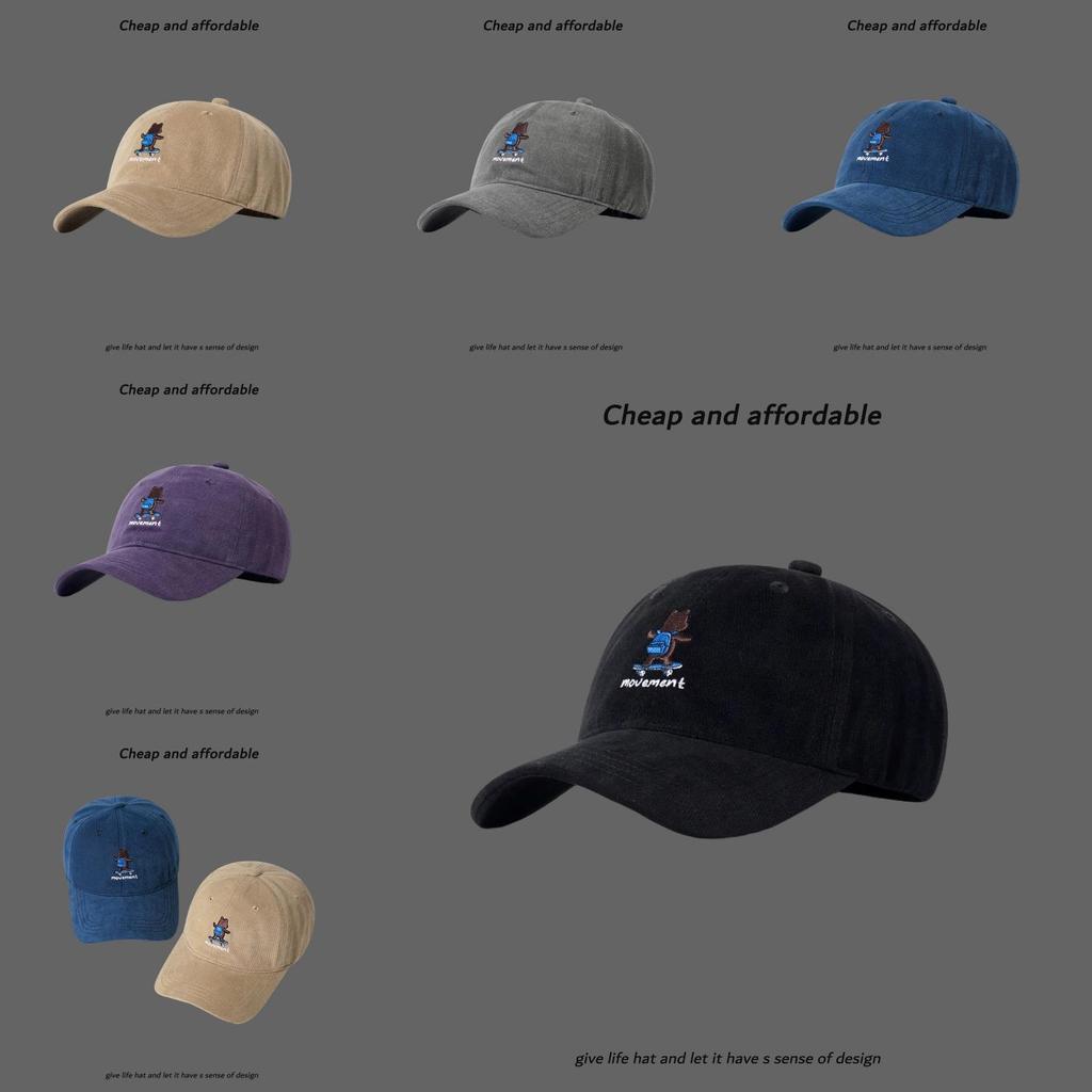 Bear Embroidered Baseball Cap For Men Women Adjustable Sun Protection Casual Spring Summer Fall