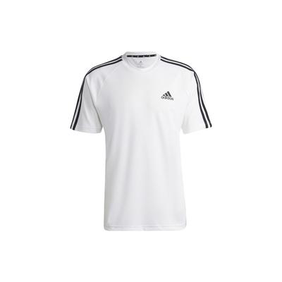 Round Neck Striped Short Sleeve T-Shirt With Print Men Tops White H28900