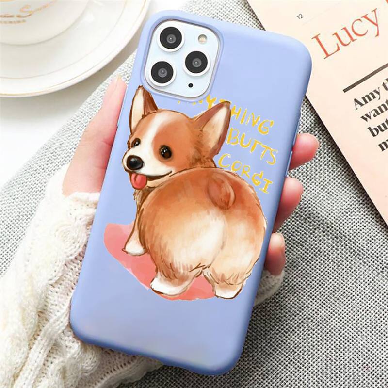 Cute Corgi Butt Animal Puppy Phone Case Candy Color Blue pro iPhone 11 12 13 pro XS MAX 8 7 6 6S Plus X 5S SE 2020 XR