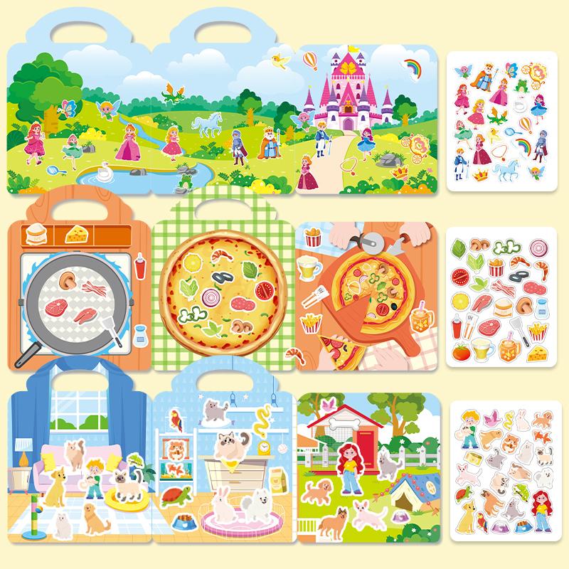 Kids 3Pcs Reusable Jelly Sticker Book Ocean Animal Cartoon Diy Paste Educational Toy Gift