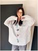 Unisex Retro Striped Long-Sleeve Embroidered Shirt: Versatile Casual Wear for Spring & Autumn