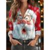 Women's Christmas Santa Blouse, Elegant Shirt Collar Design, Vintage Holiday Office Wear, Fall Winter Work Daily Fashion
