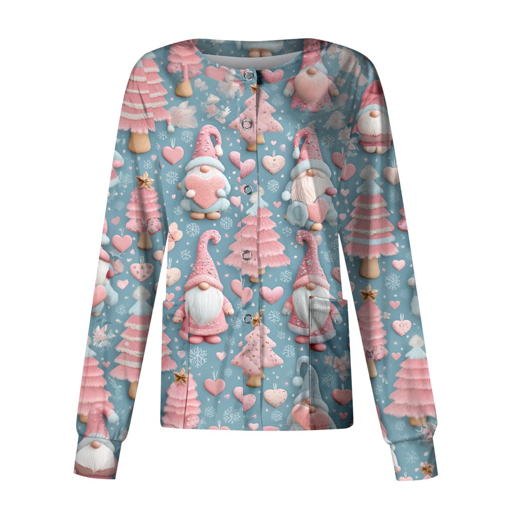 Damen Casual Langarm Einreiher Bedrucktes Stilloberteil