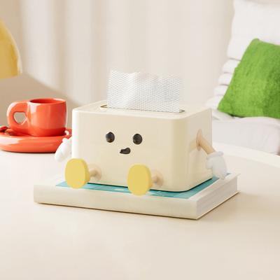 Smile Face Tissue Box Cute Tissue Holder with Spring Mechanism Rectangular Tissue Case Tissue Box Cover Napkin Dispenser for Bedroom Bathroom Car
