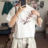 Oversized Men Lapel Neck Short Sleeve Floral Print Retro Knot Casual Shirts