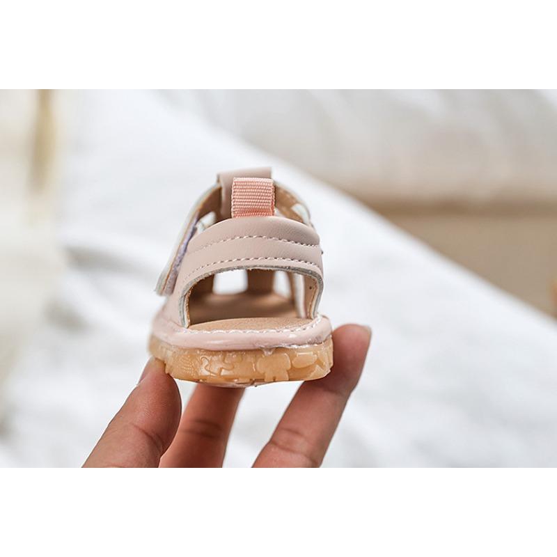 Summer New One-year-old Girls' Infant Shoes Squeaky Sandals Little Girl Princess Baby Soft Sole Closed-toe Walking Shoes