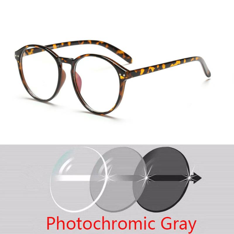 Retro Acetate Round Prescription Glasses Frame Women Men Optical Myopia Photochromic Eyewear 0 -0.5 -1.0 -2.0 To -6.0