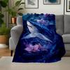 "Enchanted Ocean: Mystical Shark Art Print"Blanket Flannel Throw Blanket for Sofa, Bed, Travel, Camping, Office, Couch, Chair, And Bed Gift