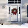 15 Inch Christmas Wreath for Front Door Artificial Greenery Wreath with Red Berries And Buffalo Plaid Bow for Holiday Indoor Outdoor Wall Farmhouse