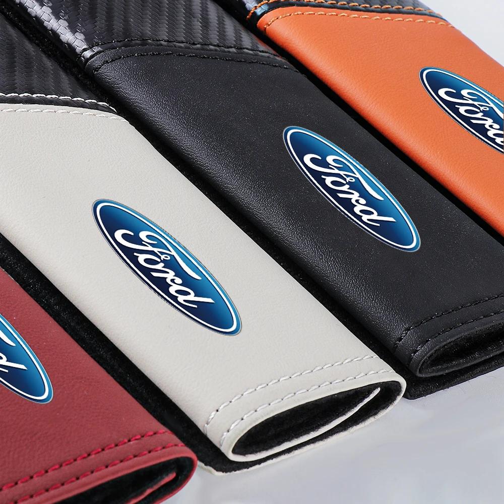 Car Sticker Ford 2pcs Carbon Fiber Leather Car Seat Belt Shoulder Cover Prevent Tightening For Ford ST FOCUS 2 3 Mondeo Fiesta K