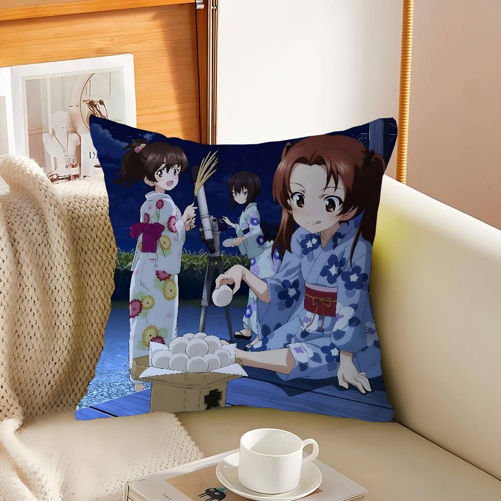 Girls Und Panzer Das Finale Cover With Short Plush Print For Living Room Sofa Decoration Cushion Cover Pillow Covers