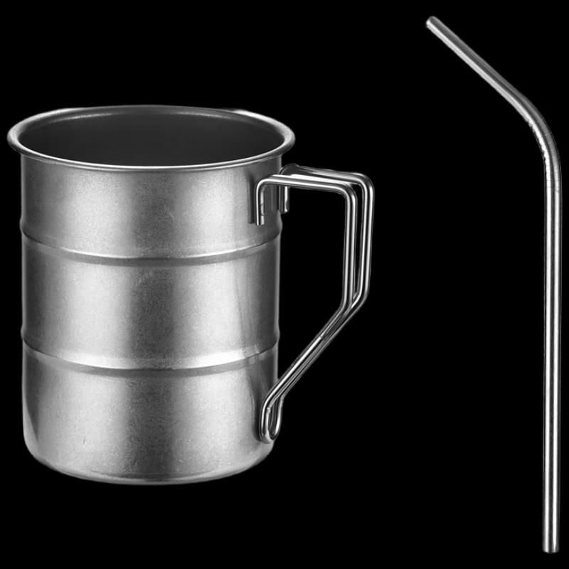 Retro Deer-Color Camping Mug with Straw