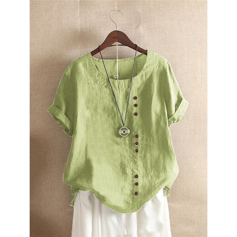 Women's Cotton And Linen Tops, Large Size Casual Loose Cotton And Linen T-shirts, Cotton And Linen Women's Clothing