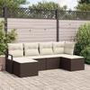 6 Piece Brown Poly Rattan Sofa Set with Cushions