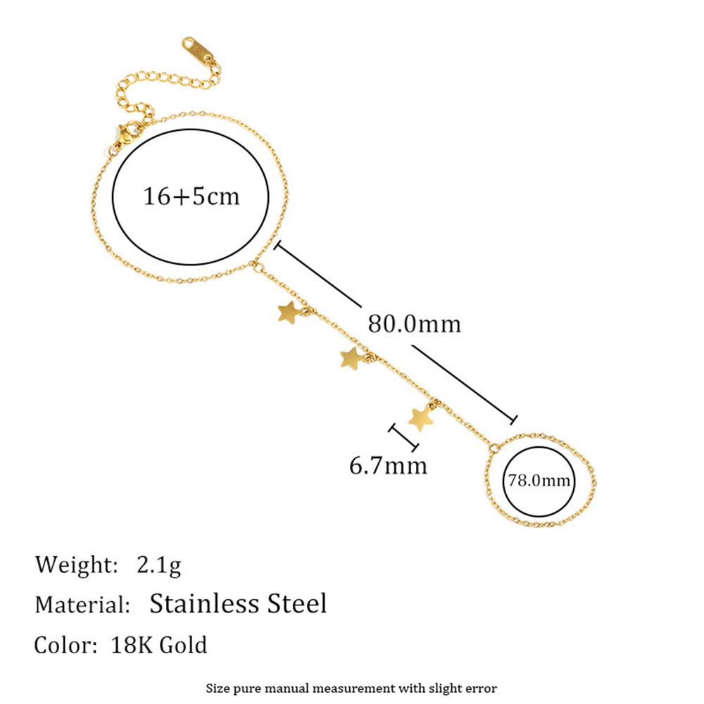 

MamacitaSlay 316L Stainless Steel Star Necklace Finger Linked Bracelet 18K Gold Plated Waterproof Jewelry Set For Women Party