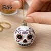 Cemetery Theme Party Accents 9PCS Halloween Ornaments for Tree, Skull/Black Cat/Pumpkin Decorative Balls, Indoor Background Supplies Vintage